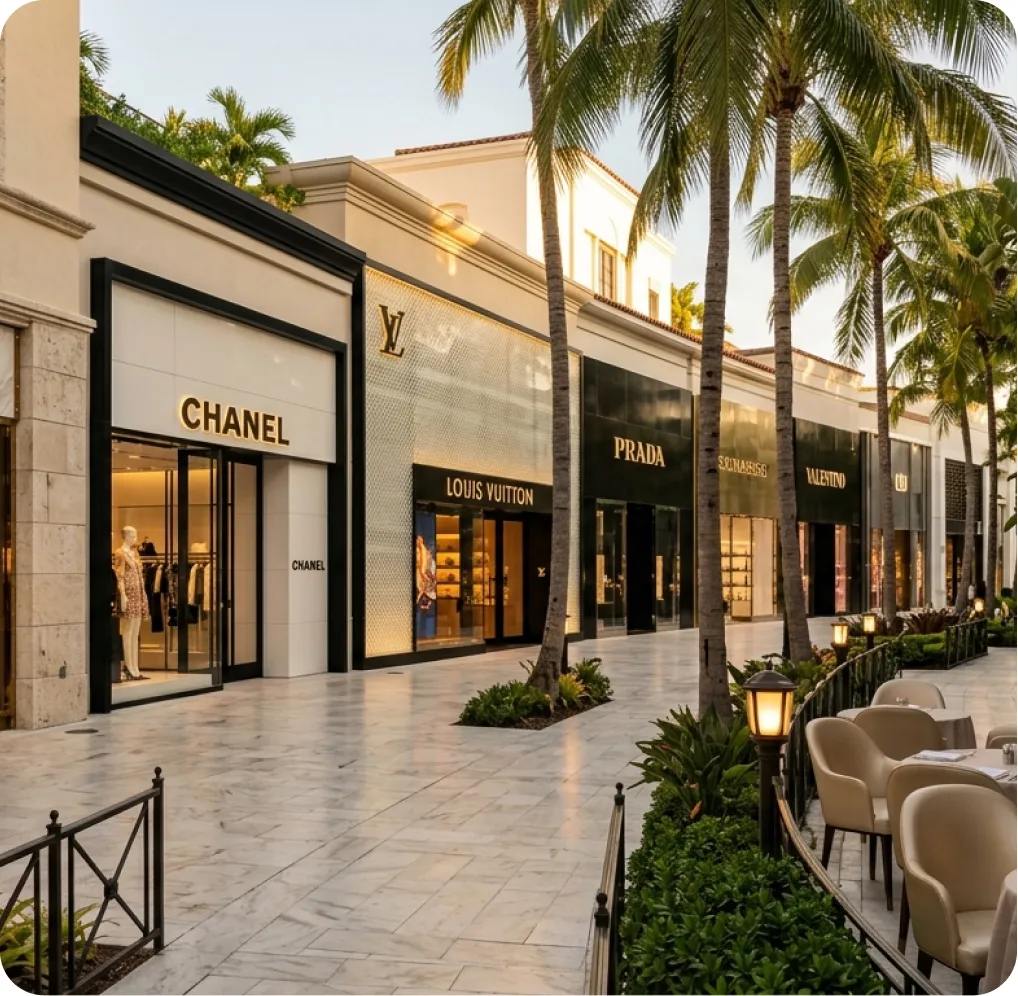 Luxury shopping street in Miami